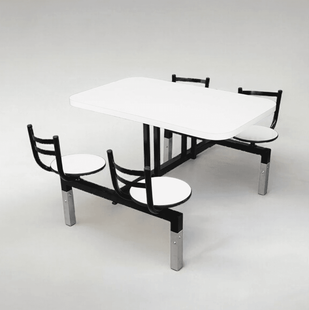 REFEITÓRIO FAST FOOD 4 LUGARES COM PÉS EM ALUMÍNIO - Bancos Acoplados