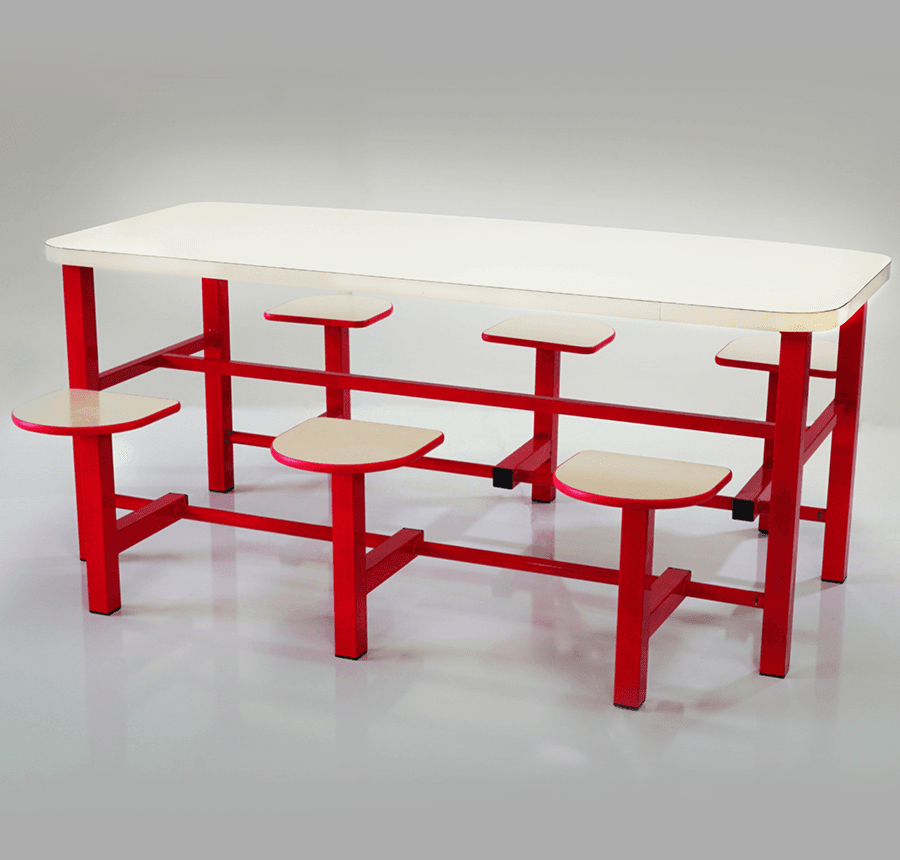 MESA DE REFEITÓRIO INDUSTRIAL ESCAMOTEÁVEL - Bancos Acoplados