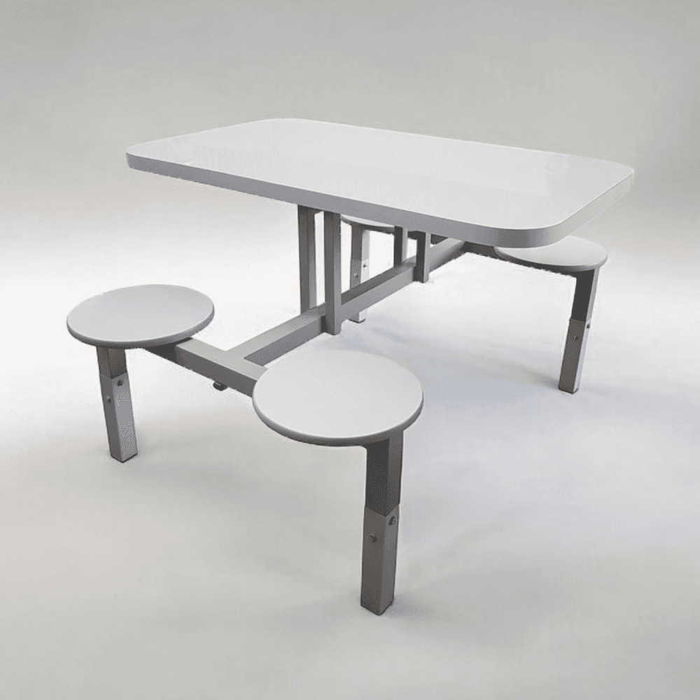 REFEITÓRIO FAST FOOD 4 LUGARES COM PÉS EM ALUMÍNIO SEM ENCOSTO - Bancos Acoplados