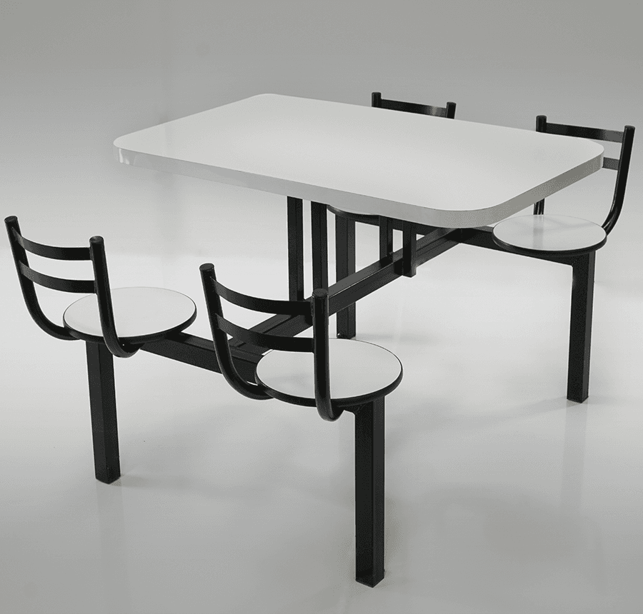 MESA DE REFEITÓRIO FAST FOOD 4 LUGARES - Bancos Acoplados